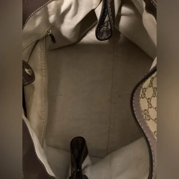 Vintage Authentic Larger GUCCI SUKEY Bag with lavender / purple trim RARE - Picture 12 of 16